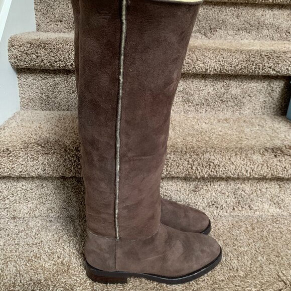 Coach Women's Tall  Suede Leather Brown Boots- - Picture 1 of 16
